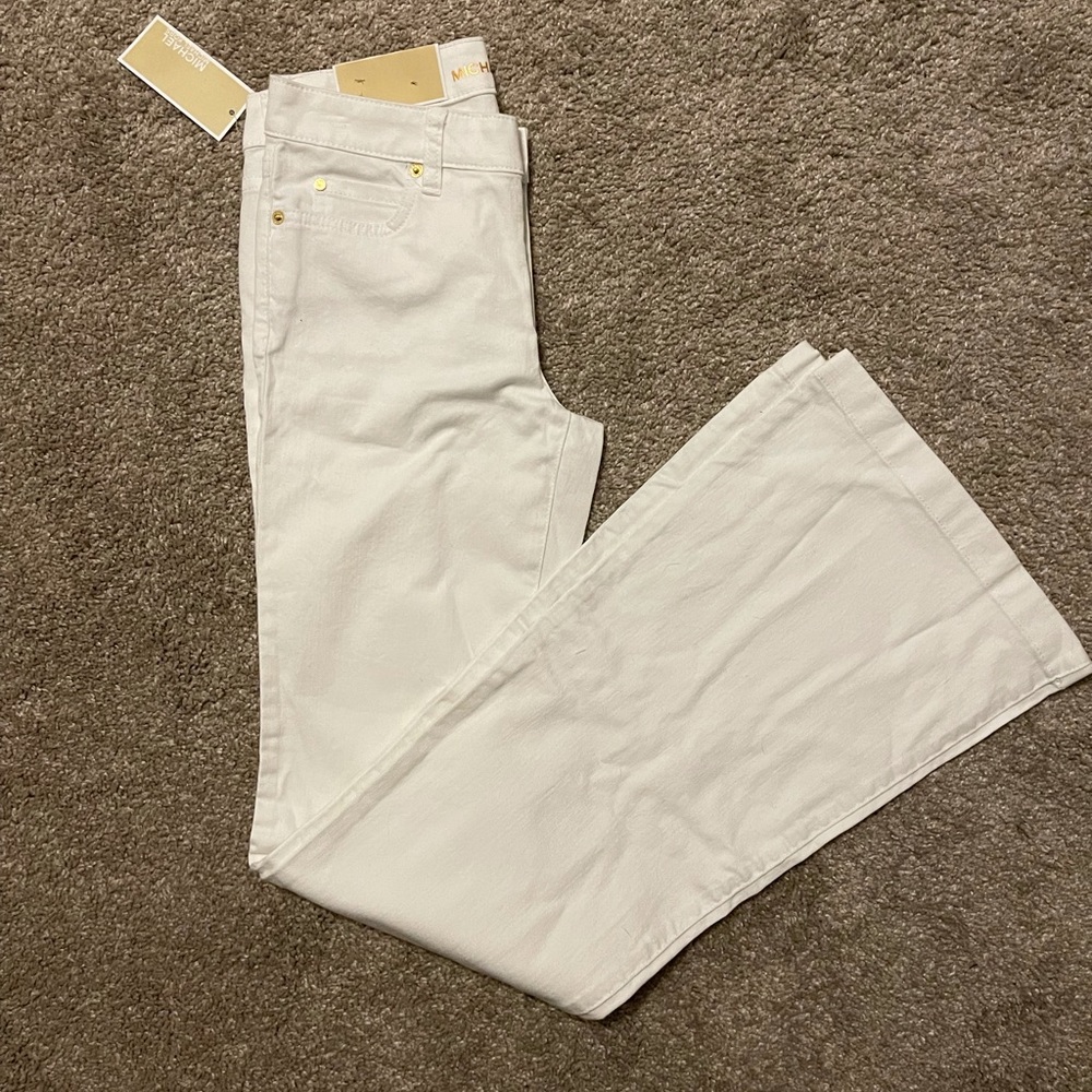 NWT Michael Kors white Selma flare jeans